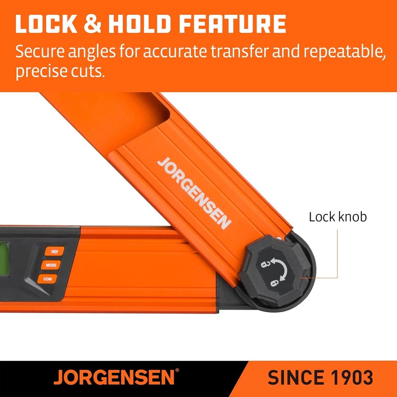 Jorgensen Digital Angle Finder, Multi Angle Finder Tool with Backlit LCD, Protractor Digital Level with Horizontal & Vertical Bubble - Image 5